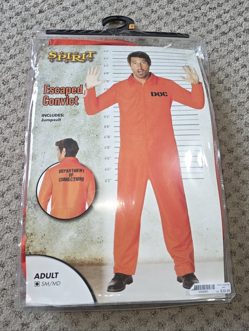 Spirit Orange 'DOC' Jumpsuit Escaped Convict Costume